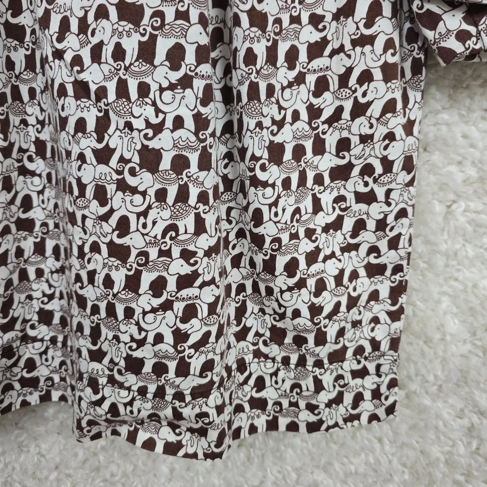 Lilly Pulitzer Top Women's Elephant Print Brown White Size 6 - Picture 2 of 14